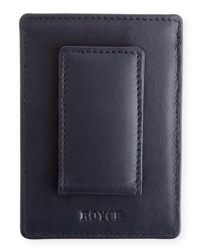 Royce New York Magnetic Money Clip Wallet In Navy Blue