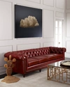 Massoud Davidson 119" Four-cushion Chesterfield Sofa In Red Wine