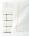 Matouk Twin Scallops Embroidered 350 Thread Count Flat Sheet In Champagne