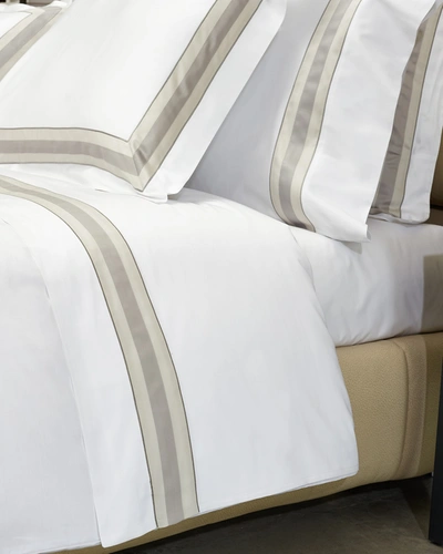 Signoria Firenze Dimora King Flat Sheet In White/silver Moon