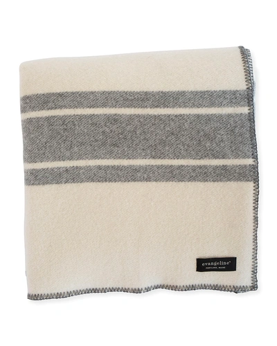 Evangeline Linens A Frame Merino Wool Twin Blanket, Classic Gray In Classic Grey
