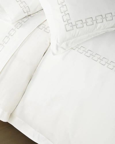 Matouk Cadiz Queen Duvet Set In Gray/white