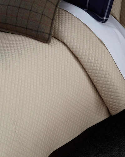 Ralph Lauren Quilted Sateen Argyle King Quilt In Cream