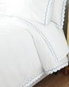 Matouk India Twin Flat Sheet In White/blue