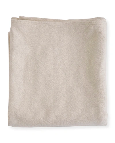 Evangeline Linens Simple Herringbone Cotton Twin Blanket, Natural