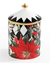 Halcyon Days Parterre With Poinsettia Lidded Candle