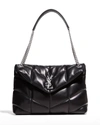 Saint Laurent Loulou Medium Ysl Matelasse Calfskin Flap-top Shoulder Bag In Black
