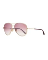 Tom Ford Clark Metal Aviator Sunglasses, Pink/gold In 28f Srgld/brng