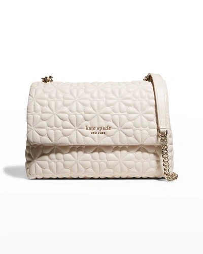 Kate Spade Bloom Large Quilted Leather Shoulder Bag In Ivory | ModeSens