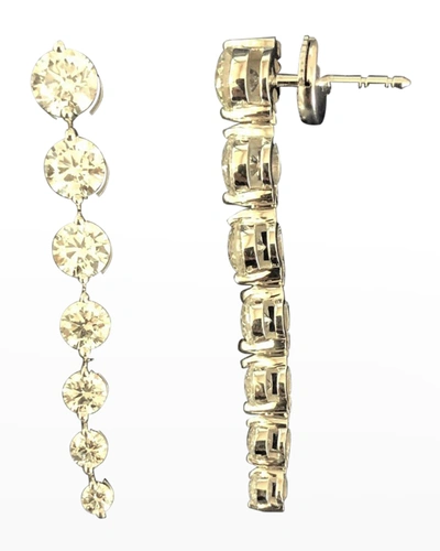 American Jewelery Designs 18k White Gold Diamond Graduate Dangle Earrings, 8tcw