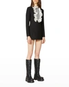 Valentino Women's Embroidered-lace Wool And Silk-blend Mini Dress In Blk/ivory