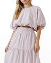 English Factory Balloon-sleeve Crop Top In Dusty Rose