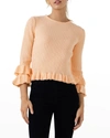 ENGLISH FACTORY RUFFLE-TRIM KNIT SWEATER,PROD245620150