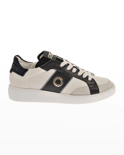 Costume National Men's Mix-leather Low-top Trainers In White