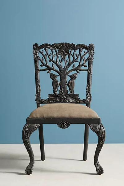 Anthropologie Handcarved Menagerie Woodpecker Dining Chair In Black