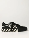 Off-white Black Leather Low Vulcanized Sneakers In Black
