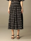 Alysi Skirt In Floral Patterned Fabric In Black
