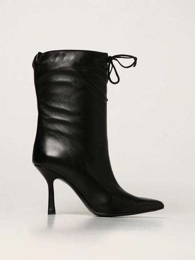 Aldo Castagna Leather Boots In Schwarz