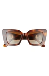 Burberry Light Havana 51mm Square Polarized Sunglasses In Light Havana/ Brown Gradient
