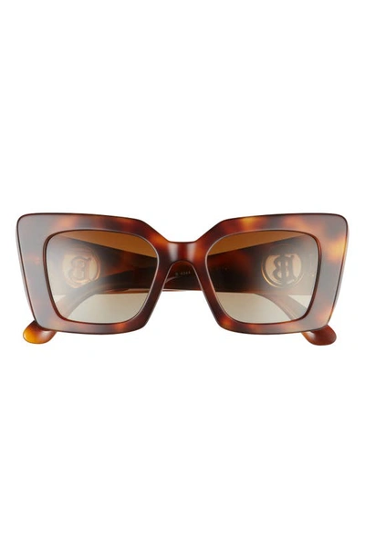 Burberry Light Havana 51mm Square Polarized Sunglasses In Light Havana/ Brown Gradient