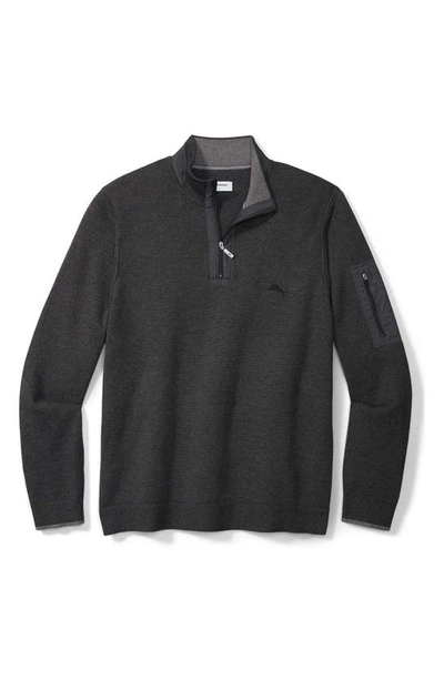 Tommy Bahama Islandzone(r) Cool Tide Half Zip Shirt In Charcoal Grey Heather