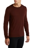 Icebreaker 260 Tech Merino Wool Crewneck Base Layer Top In Espresso