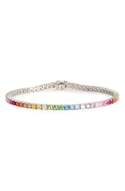 Hatton Labs Rainbow Crystal Sterling Silver Tennis Bracelet In 彩色