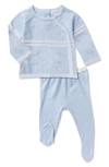 Angel Dear Babies' Take Me Home Cotton Wrap Sweater, Pants & Blanket Set In Blue