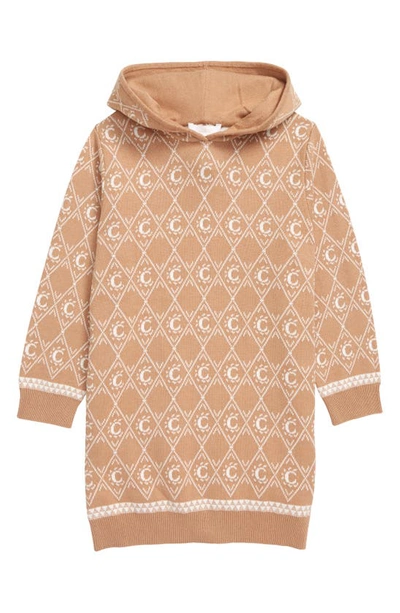 Chloé Kids' Monogram-pattern Knitted Jumper Dress In Neutrals