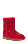 Ugg Kids' (r) Classic Short Ii Water Resistant Genuine Shearling Boot In Samba Red Metallic Sparkle