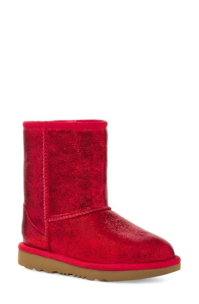 Ugg Kids' (r) Classic Short Ii Water Resistant Genuine Shearling Boot In Samba Red Metallic Sparkle