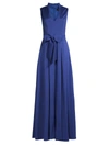 Aidan Mattox Gathered Stretch-twill Gown In Royal Sapphire