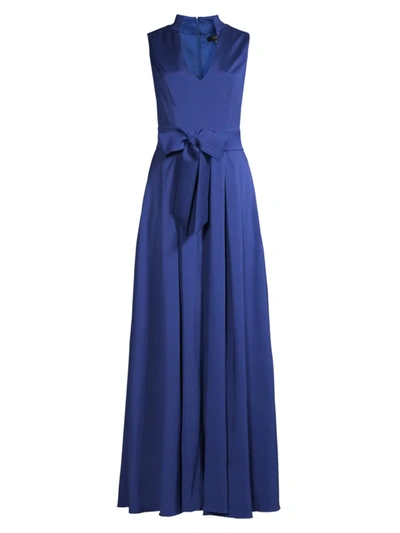 Aidan Mattox Gathered Stretch-twill Gown In Royal Sapphire