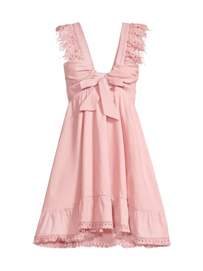 Peixoto Farrah Lace Trim Mini Dress In Dusty Rose