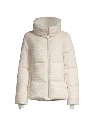 Nicole Benisti Kensington Cropped Boucle Puffer Jacket In Oat