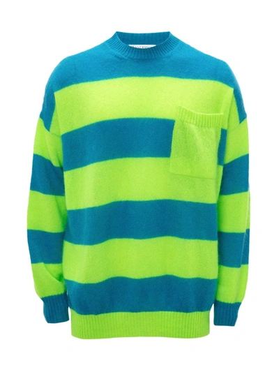 Jw Anderson Rugby Stripe Crewneck Sweater In Blue Green