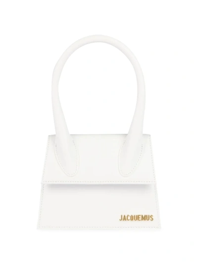 Jacquemus Women's Le Chiquito Moyen Leather Top Handle Bag In White