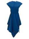 Jw Anderson Cap Sleeve Asymmetric Midi Dress In Blue