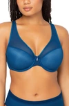 Curvy Couture Underwire Plunge Bra In Blue Sapphire