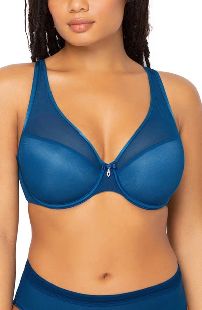 Curvy Couture Underwire Plunge Bra In Blue Sapphire