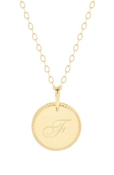 Brook & York Milia Initial Pendant Necklace In Gold F