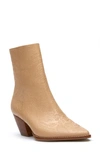 Matisse Caty Western Pointed Toe Bootie In Blush Snake Print Leather