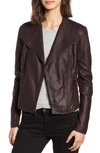 Andrew Marc Felix Leather Moto Jacket With Knit Panels In Burgundy