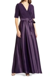 Alex Evenings Tea Surplice Neckline Dress In Eggplant