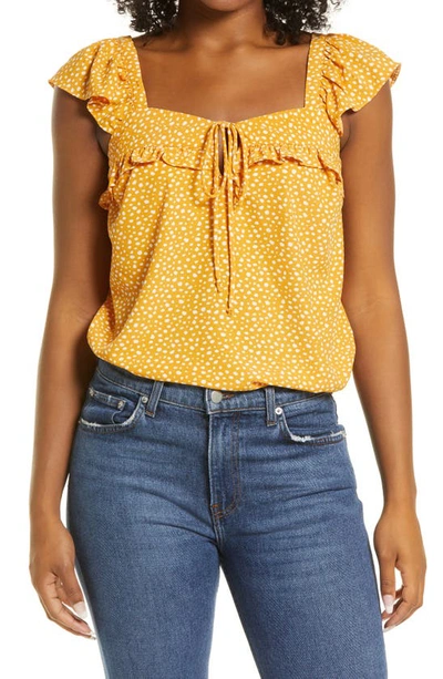Gibsonlook Ruffle Top In Marigold Dot Prt