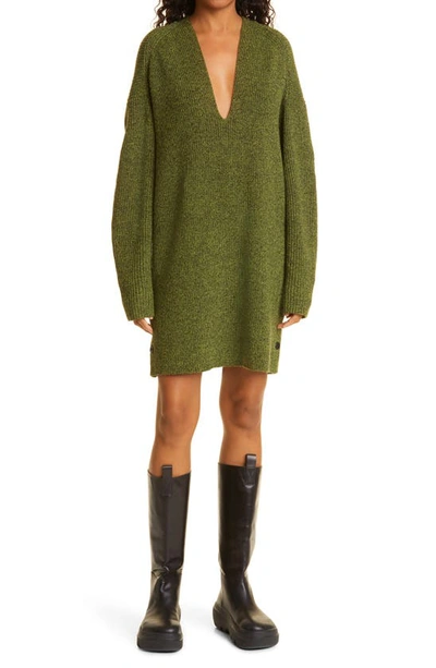 Proenza Schouler White Label V-neck Long Sleeve Wool Tunic In Green