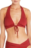 Robin Piccone Aubrey Halter Top In Brick