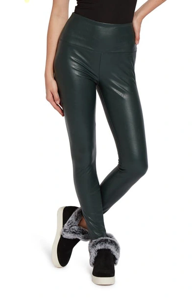 Lyssé Textured Faux Leather Leggings In Pine