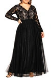 City Chic Trendy Plus Size Rare Beauty Maxi Dress In Black