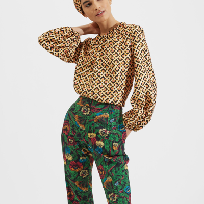 La Doublej Charming Printed Silk Blouse In Multicoloured
